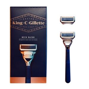 BRAND NEW sealed men king c gillette neck & cheek razor shaver & 2 cartridges